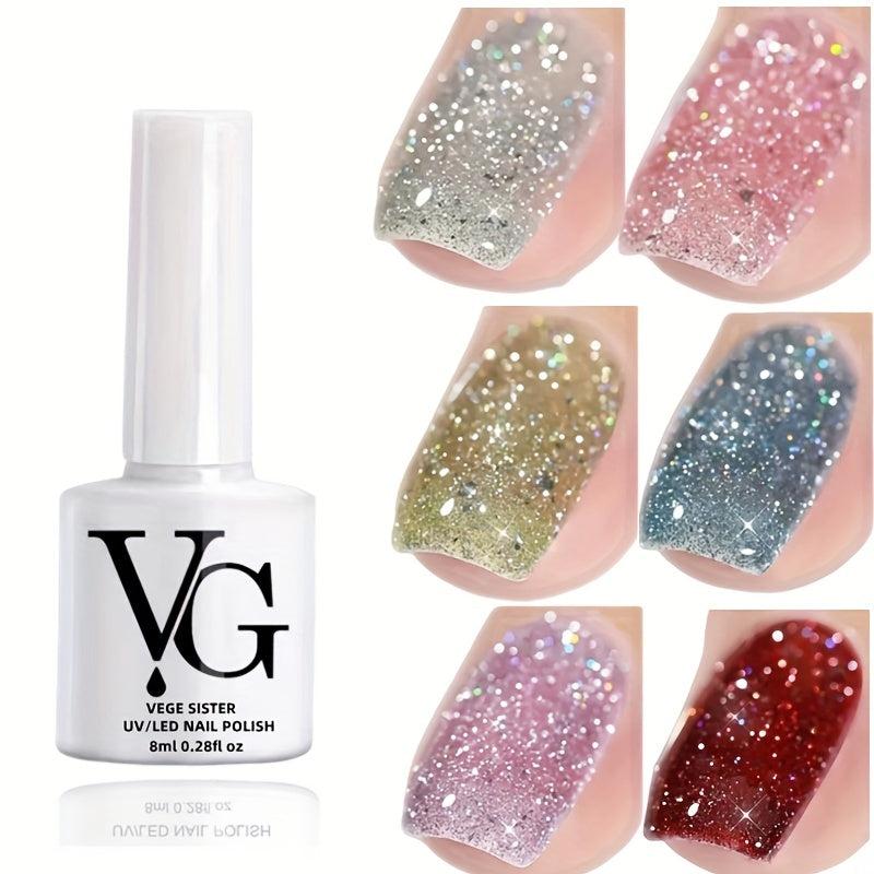 Glitter Gel Nail Polish with Sequins for Salon and Home Use