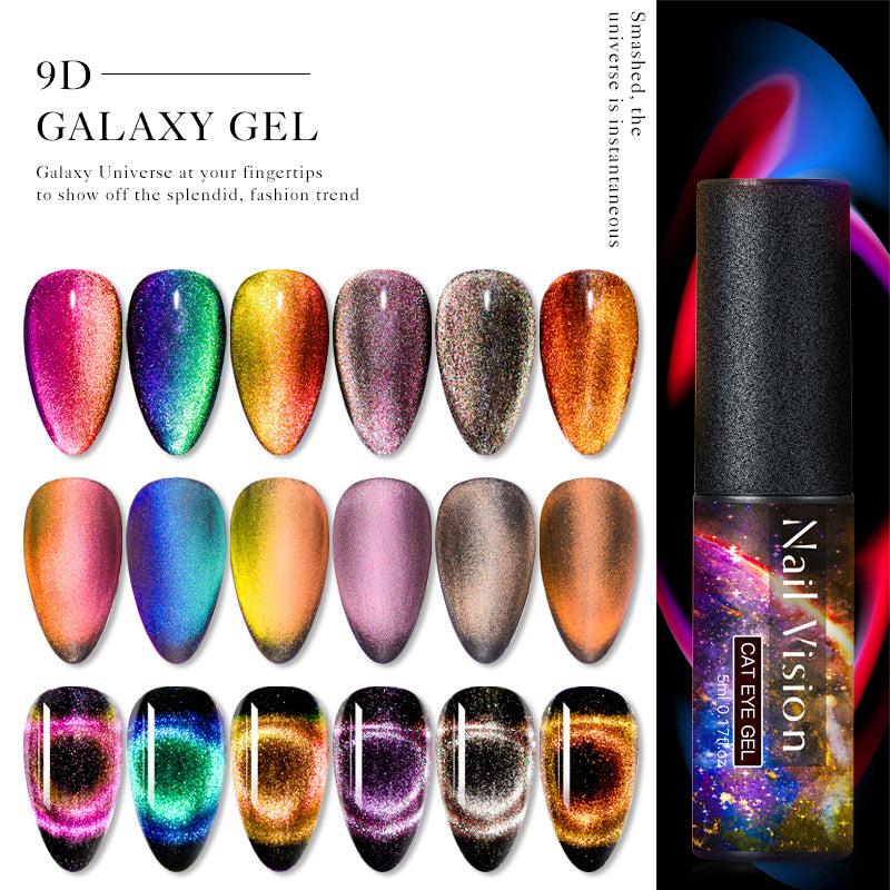 6PCS SET 9D Galaxy Cat Eye Nail Gel Chameleon Magnetic Cat Eye Nail Gel Polish