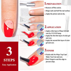 3Pcs Gel Top Coat Base Coat No Wipe Matte & Top Coat for Gel Nail Polish