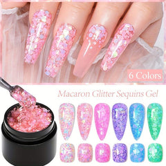 Glitter Gel Nail Polish Set 6 Colors Big Glitter Gel Polish Kit