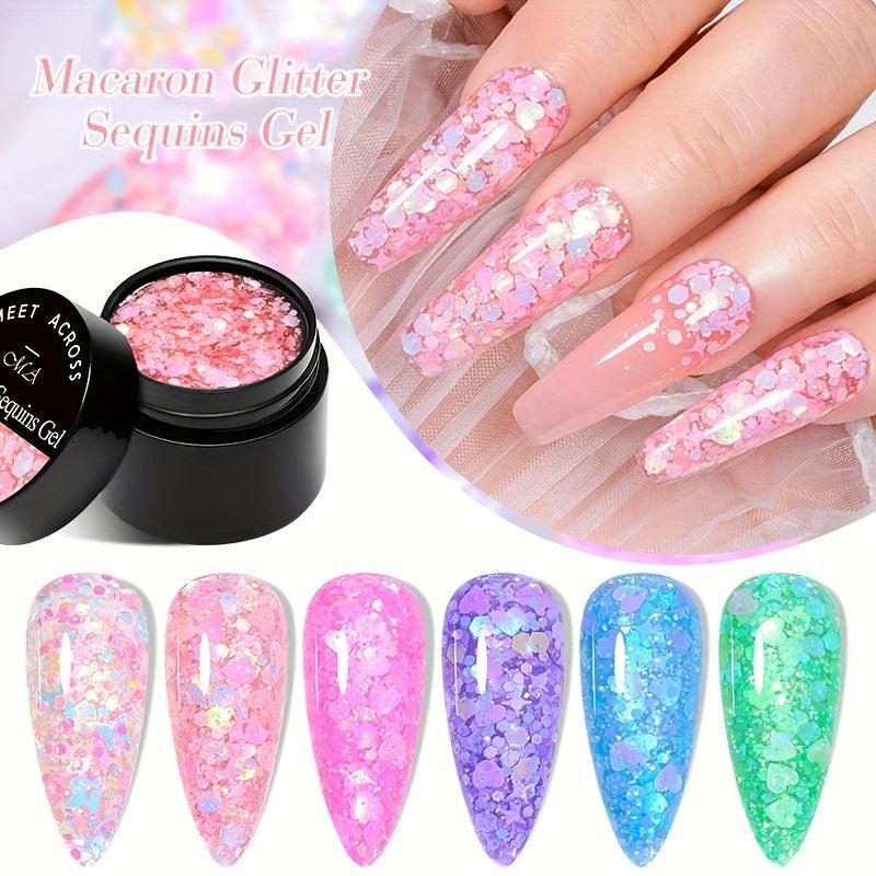 Glitter Gel Nail Polish Set 6 Colors Big Glitter Gel Polish Kit