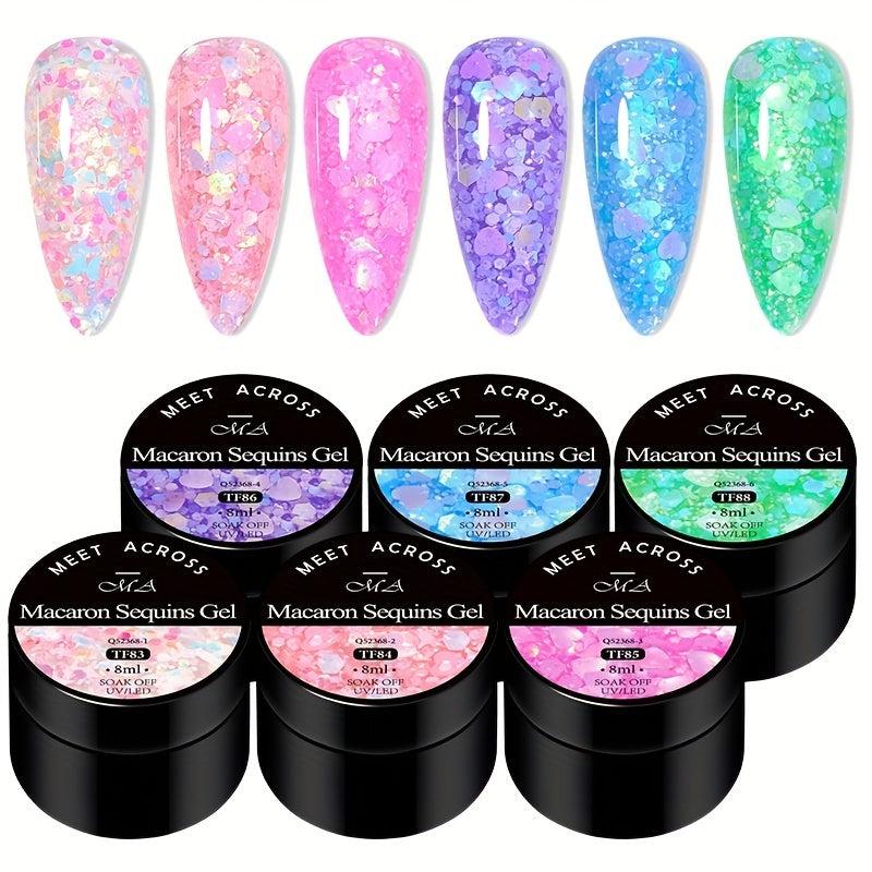 Glitter Gel Nail Polish Set 6 Colors Big Glitter Gel Polish Kit