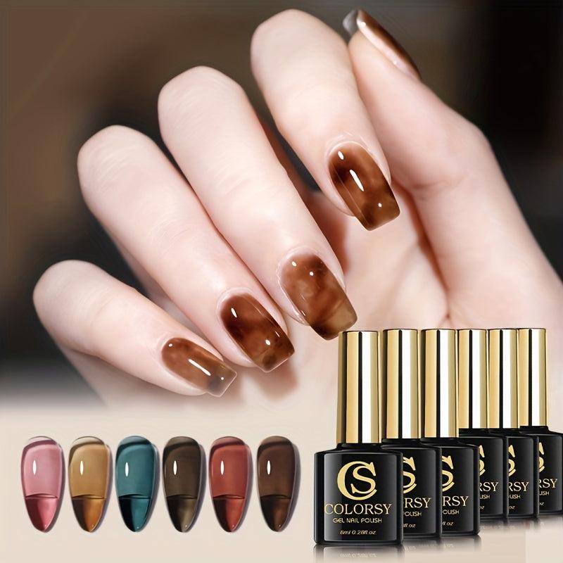 Translucent Tortoise Shell Jelly Crystal Gel Nail Polish