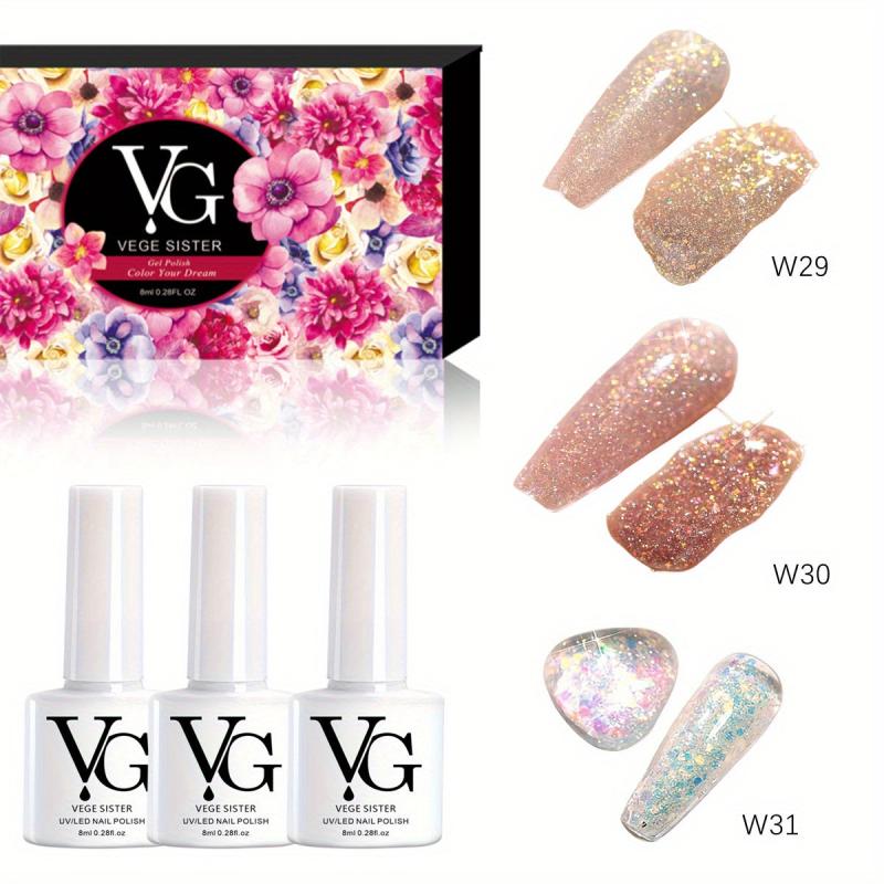 Glitter Sequins Uv Nail Gel Polish Set