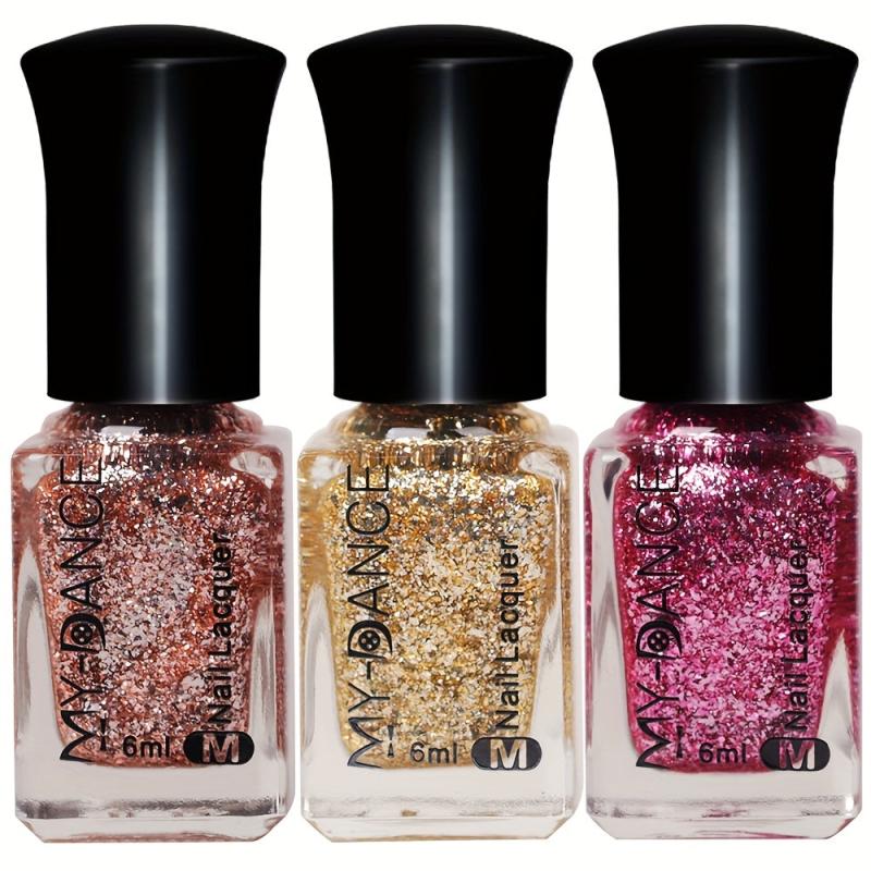 Sequin Nail Polish No-Bake Non-Peeling Lacquer - Multicolor Options