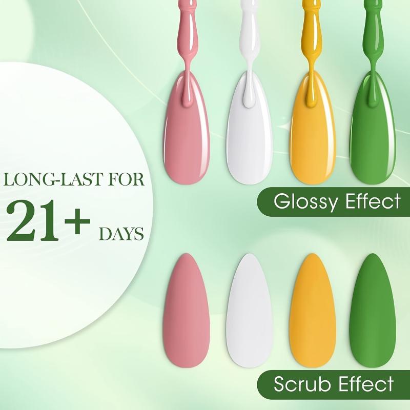 6pcs Gel Nail Polish Kit Green Yellow Gel Polish Set Soak Off For Manicure