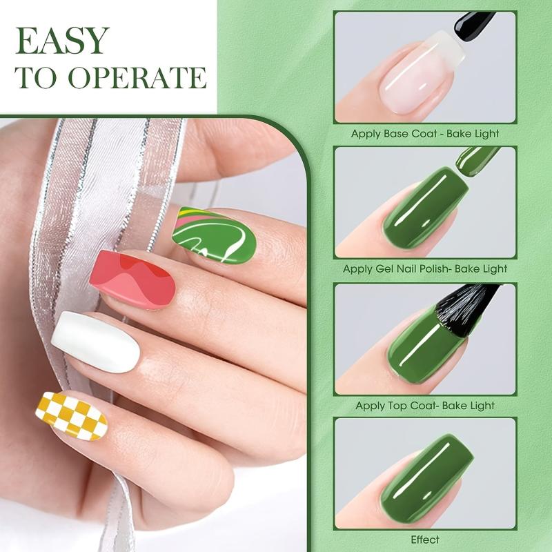 6pcs Gel Nail Polish Kit Green Yellow Gel Polish Set Soak Off For Manicure