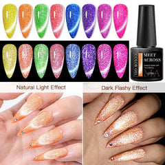 6pcs Neon Reflective Cat Eye Gel Set