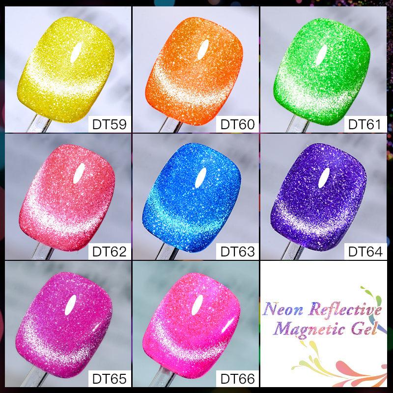 6pcs Neon Reflective Cat Eye Gel Set