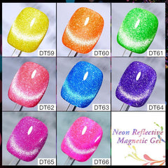 6pcs Neon Reflective Cat Eye Gel Set