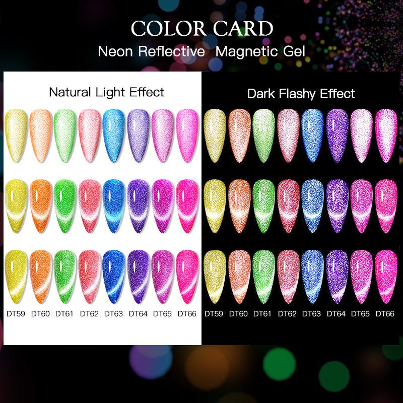 6pcs Neon Reflective Cat Eye Gel Set