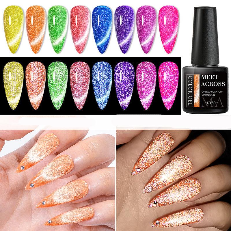 6pcs Neon Reflective Cat Eye Gel Set