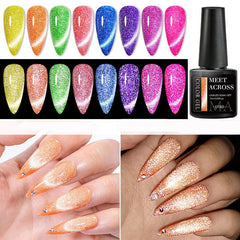 6pcs Neon Reflective Cat Eye Gel Set