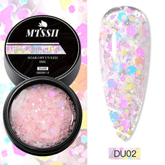 Glitter Gel Nail Polish Sequins Nail Gel For Manicure At Home Pink Green Silver