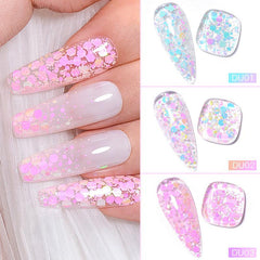Glitter Gel Nail Polish Sequins Nail Gel For Manicure At Home Pink Green Silver