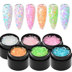 Glitter Gel Nail Polish Sequins Nail Gel For Manicure At Home Pink Green Silver