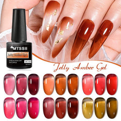 6PCS Fall Winter Jelly Gel Polish Set - Translucent Glitter Gel Polish