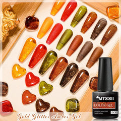 6PCS Fall Winter Jelly Gel Polish Set - Translucent Glitter Gel Polish