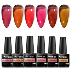 6PCS Fall Winter Jelly Gel Polish Set - Translucent Glitter Gel Polish