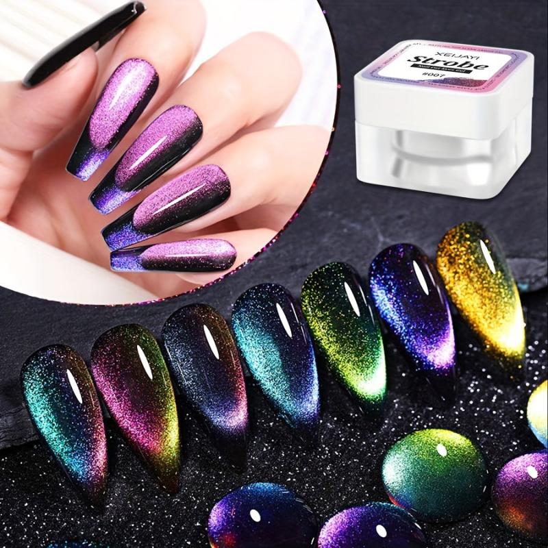 Rainbow Cat Magnetic Nail Gel - Holographic Glitter Cat Eye Gel Polish