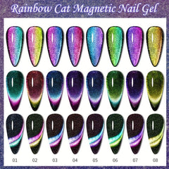 Rainbow Cat Magnetic Nail Gel - Holographic Glitter Cat Eye Gel Polish