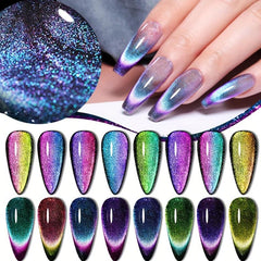 Rainbow Cat Magnetic Nail Gel - Holographic Glitter Cat Eye Gel Polish