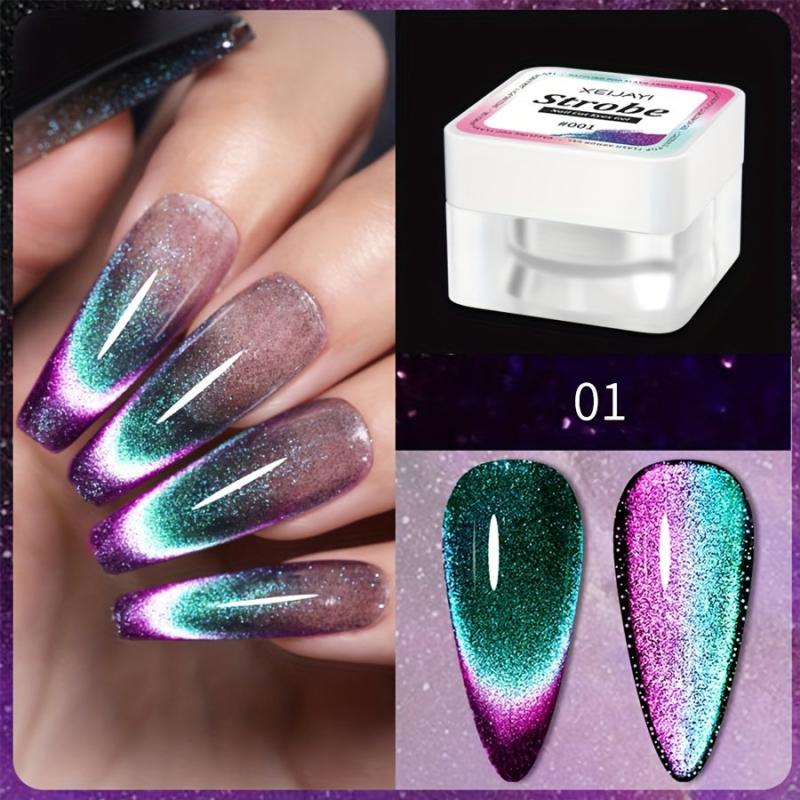 Rainbow Cat Magnetic Nail Gel - Holographic Glitter Cat Eye Gel Polish