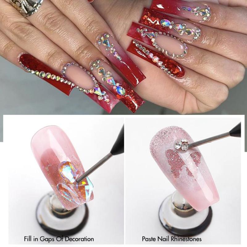 10ml Gel Polish Nail Art Rhinestone Glue Set for Adhesive Resin Gems