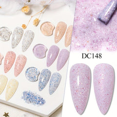 Glitter Gel Nail Polish Silver Sparkle Soak Off for DIY and Salon Use