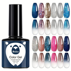 12 Colors Gel Nail Polish Starter Kit Pink Silvery Glitter Soak Off Set