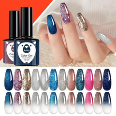 12 Colors Gel Nail Polish Starter Kit Pink Silvery Glitter Soak Off Set
