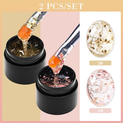 2 Pcs Dried Flowers Gel Nail Polish Set