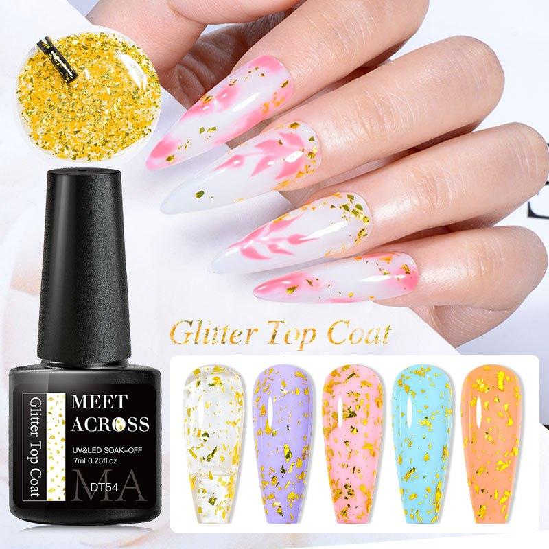 Glitter Sequins Gel Nail Polish Top Coat Multicolor Clear Top Coat