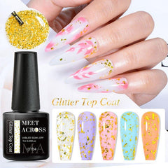 Glitter Sequins Gel Nail Polish Top Coat Multicolor Clear Top Coat