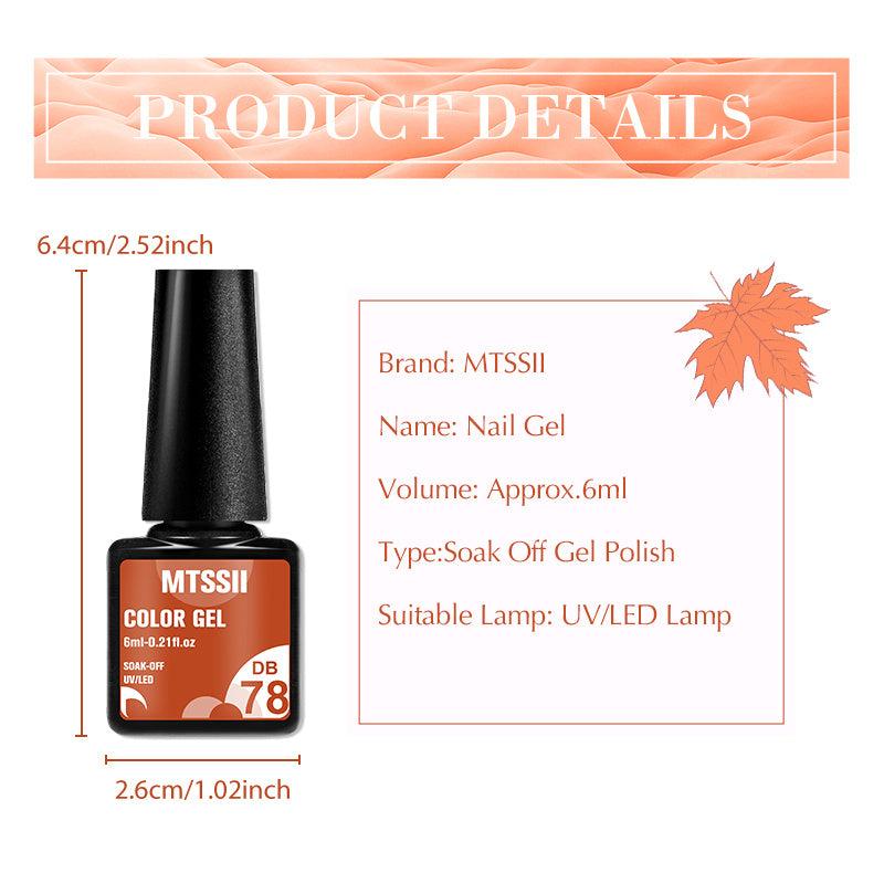 6 Colors Gel Nail Polish Kit Fall Winter Yellow Orange Brown Golden Collection