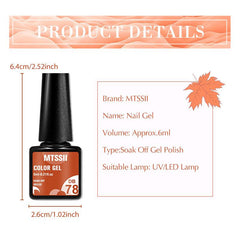 6 Colors Gel Nail Polish Kit Fall Winter Yellow Orange Brown Golden Collection