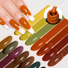 6 Colors Gel Nail Polish Kit Fall Winter Yellow Orange Brown Golden Collection