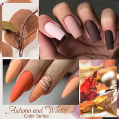 6 Colors Gel Nail Polish Kit Fall Winter Yellow Orange Brown Golden Collection