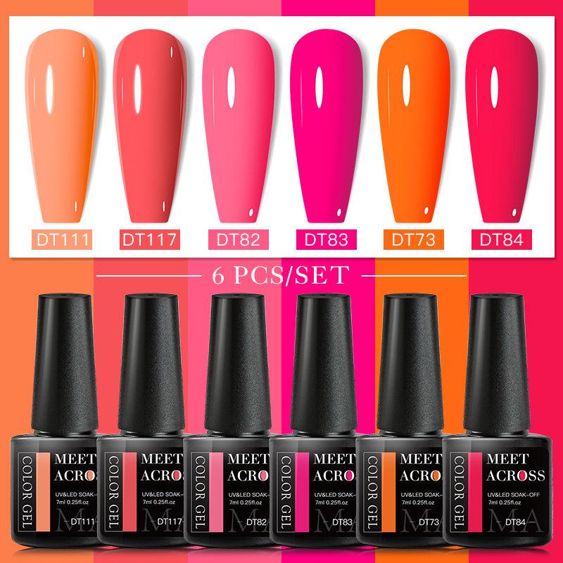 6 Fall Autumn Gel Nail Polish Set Yellow Brown Deep Orange Pumpkin Soak Off