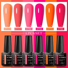6 Fall Autumn Gel Nail Polish Set Yellow Brown Deep Orange Pumpkin Soak Off