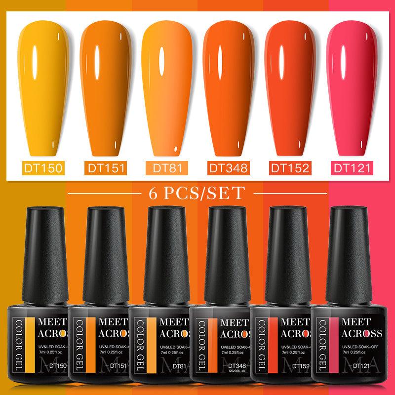 6 Fall Autumn Gel Nail Polish Set Yellow Brown Deep Orange Pumpkin Soak Off