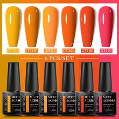 6 Fall Autumn Gel Nail Polish Set Yellow Brown Deep Orange Pumpkin Soak Off
