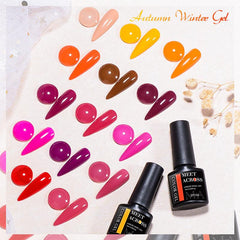 6 Fall Autumn Gel Nail Polish Set Yellow Brown Deep Orange Pumpkin Soak Off