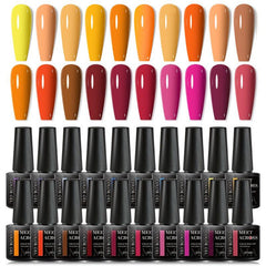 6 Fall Autumn Gel Nail Polish Set Yellow Brown Deep Orange Pumpkin Soak Off