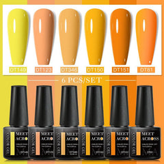6 Fall Autumn Gel Nail Polish Set Yellow Brown Deep Orange Pumpkin Soak Off