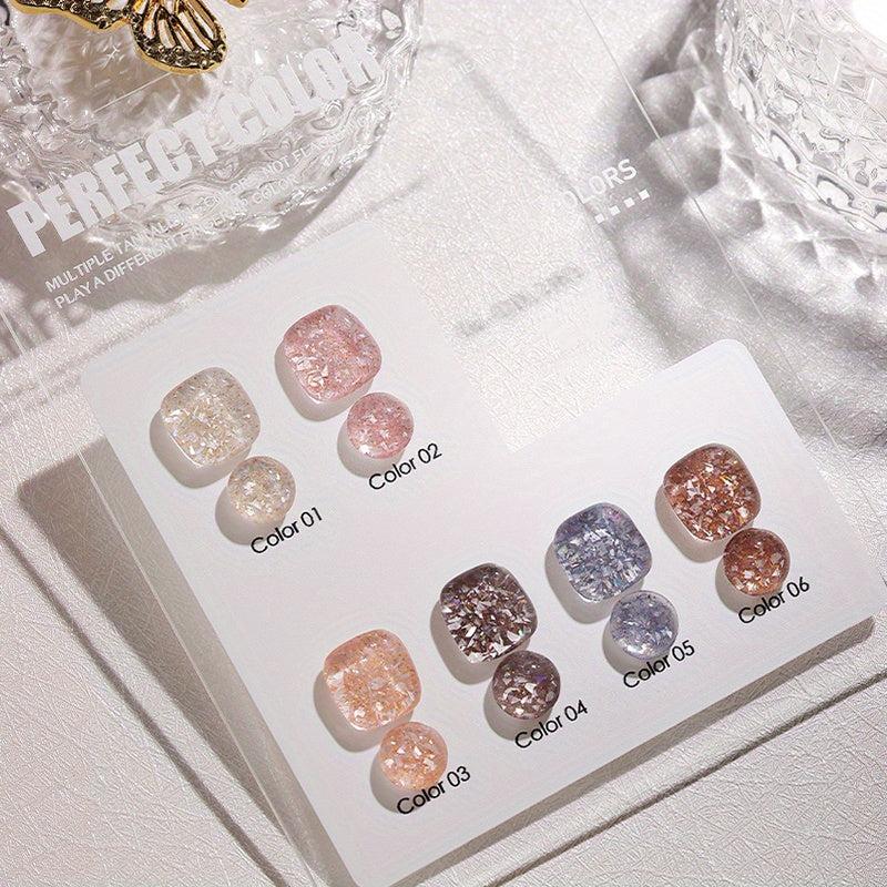 Summer Glitter Sequin Gel Nail Polish Translucent Brown Orange Nail Gel
