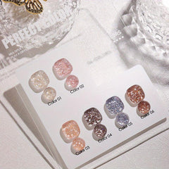 Summer Glitter Sequin Gel Nail Polish Translucent Brown Orange Nail Gel