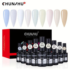 9pcs Milky Gel Nail Polish Set Soak Off Varnish for Spring Summer Manicure