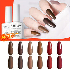 6 Colors Gel Nail Polish Starter Kit Nude Red Brown Soak Off No Wipe