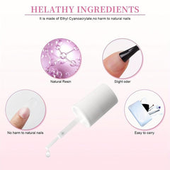 3 pcs Strong Nail Glue for Acrylic Nails Brush On Adhesive Press On Nails